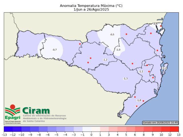 Santa Catarina registra o inverno mais frio desde 2016 