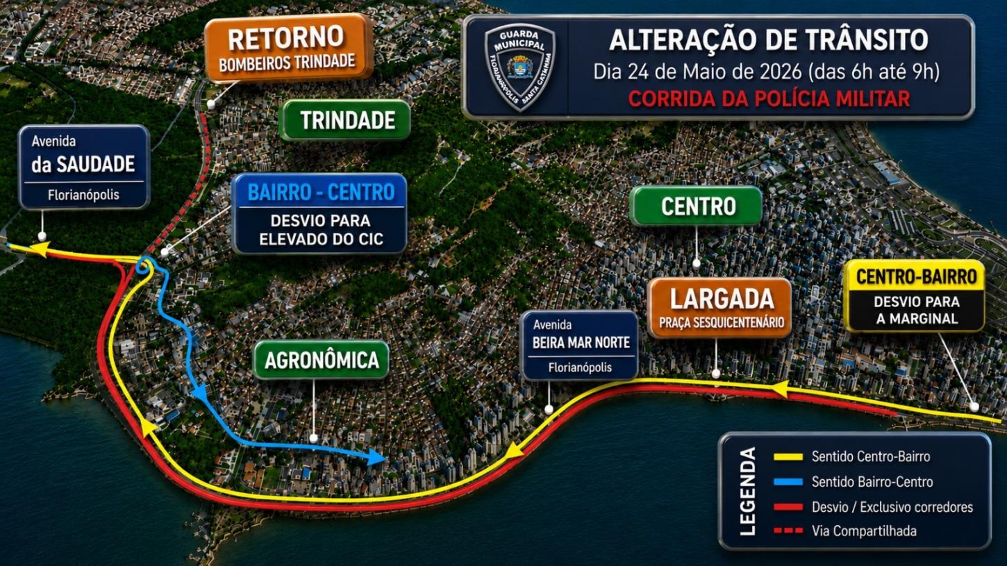 Corrida de 191 anos da PM altera trânsito da   Beira-Mar Norte neste domingo (24)
