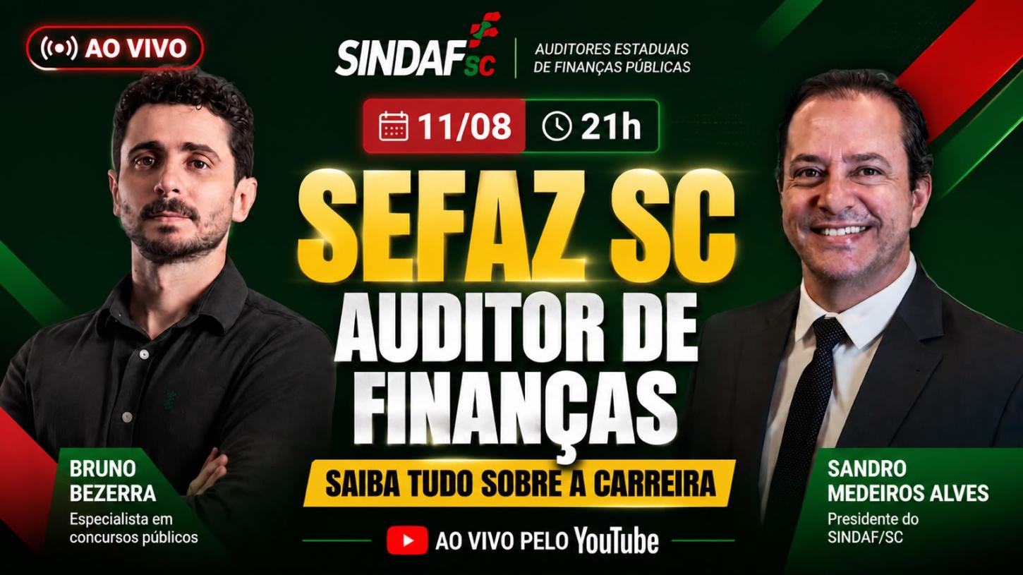 Proximidade de novo concurso público aumenta interesse pela carreira de Auditor Estadual de Finanças Públicas; live no Youtube irá sanar dúvidas