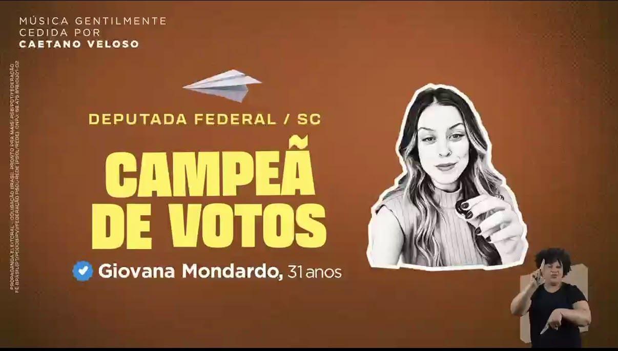 Campeã de votos”: Giovana Mondardo participa de programa eleitoral de Lula