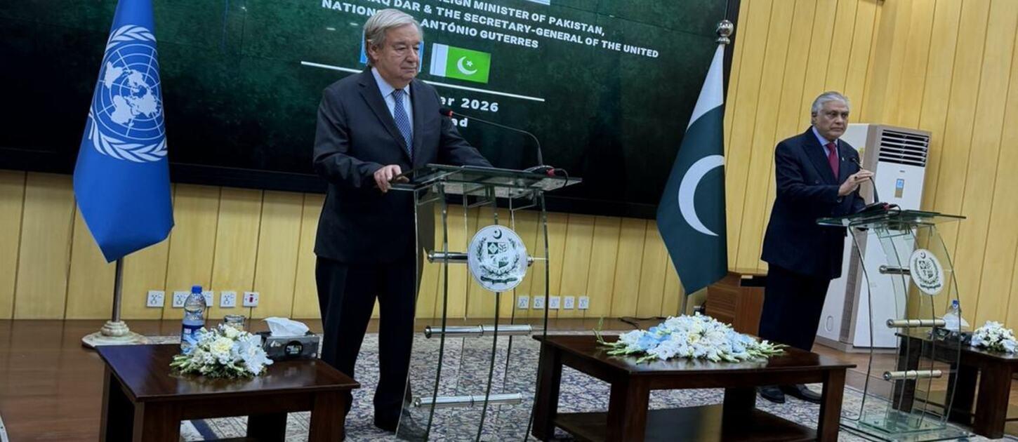 Em Islamabad, Guterres pede o fim do conflito entre EUA e Irã.