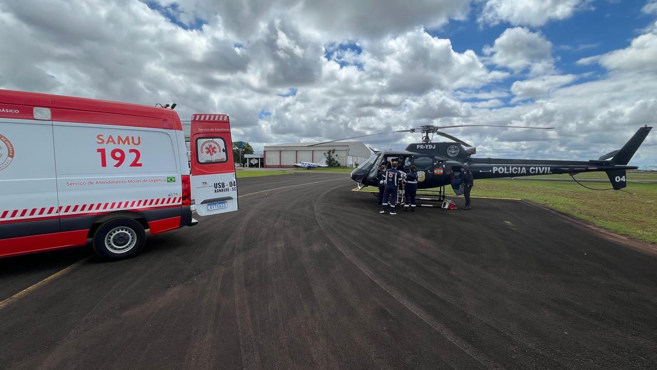 SAER-Fron e SAMU Aeromédico realizam transporte aéreo de vítima de grave acidente em São Lourenço do Oeste