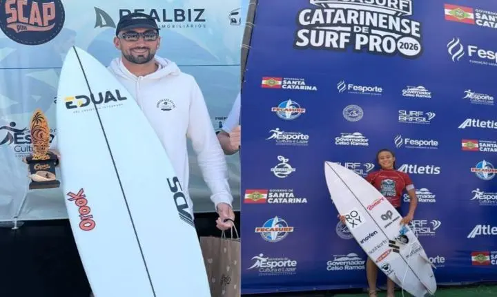 Atletas de Balneário Camboriú disputam etapa do Catarinense Profissional de Surf e conquistam pódio no Palmas Surf Festival