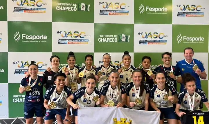 BORA LEVANTAR COMEMORAR TÍTULO NOS JOGOS ABERTOS DE SANTA CATARINA