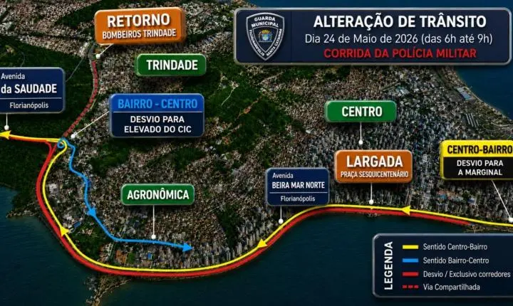Corrida de 191 anos da PM altera trânsito da   Beira-Mar Norte neste domingo (24)