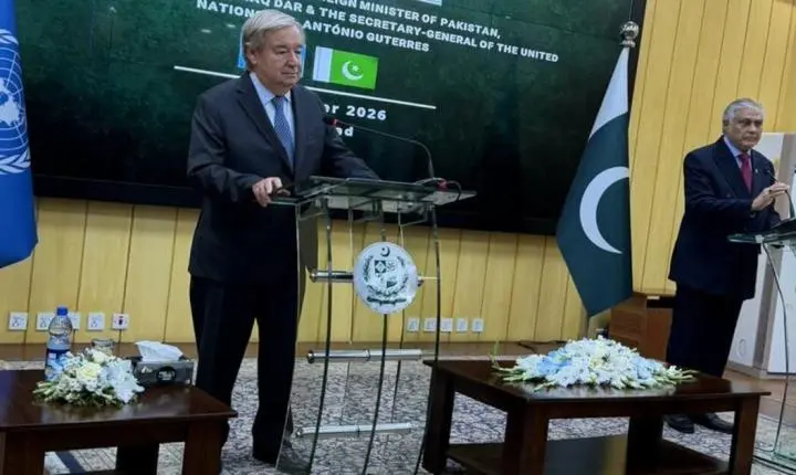 Em Islamabad, Guterres pede o fim do conflito entre EUA e Irã.