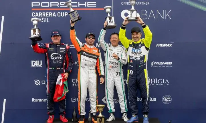 Piloto catarinense leva a bandeira de Santa Catarina ao pódio da Porsche Cup Brasil em Le Mans, na França