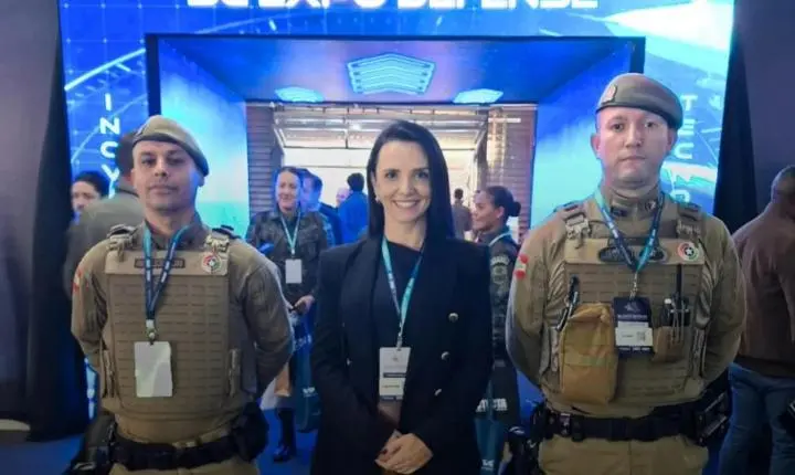 Polícias militares da rede de vizinhos da PMSC,   participaram da Expo Defense 2026.